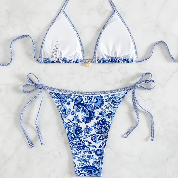Women's Triangle Bikini with Floral Patterns StylebySassy