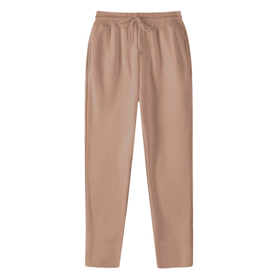 Men's straight-cut sweatpants made of mottled cotton blend with elastic waistband, drawstring, and side pockets StylebySassy
