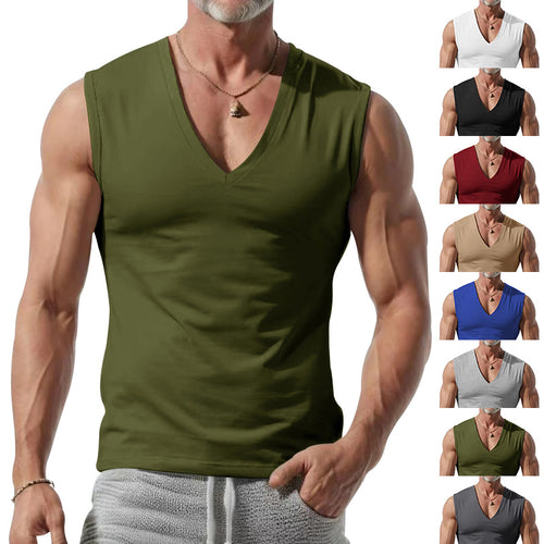 Men's form-fitting sleeveless V-neck muscle shirt StylebySassy
