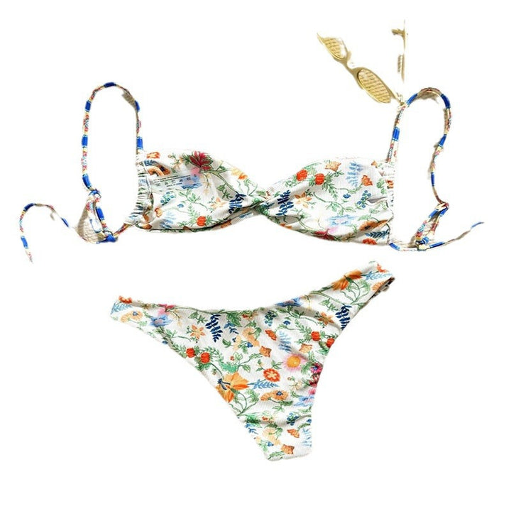Women’s floral padded bikini with removable push-up and adjustable ties StylebySassy