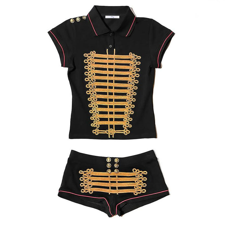 Women's Polo Shirt and Shorts Set in Military Style StylebySassy