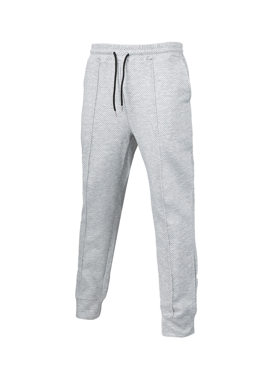 Men's diagonal structured comfort jog pants with pre-shaped inseam and ribbed ankle cuff StylebySassy
