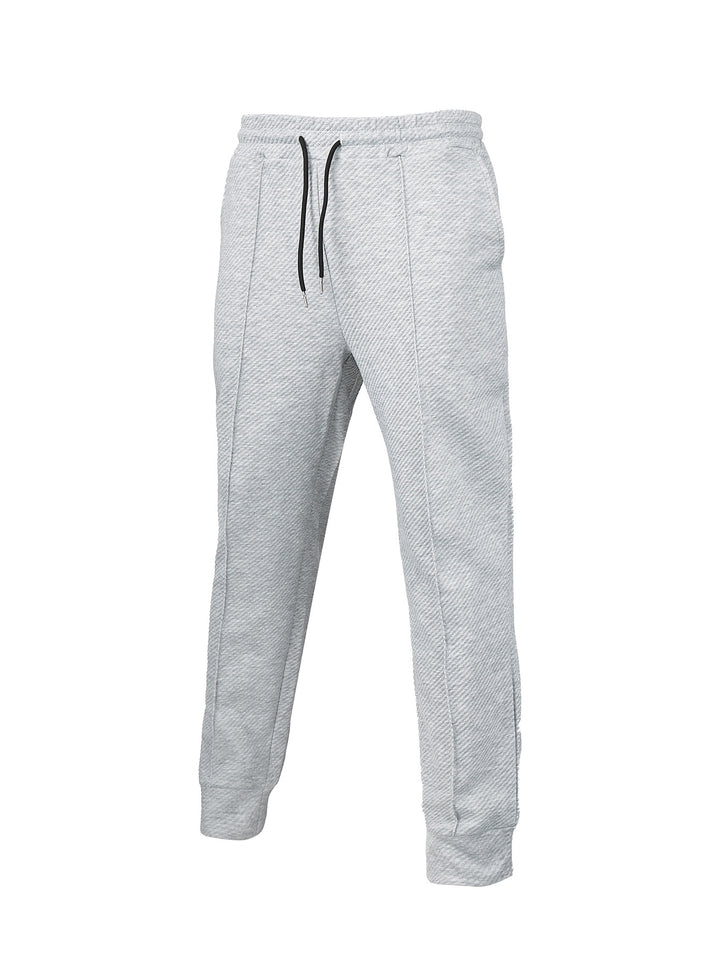 Men's diagonal structured comfort jog pants with pre-shaped inseam and ribbed ankle cuff StylebySassy