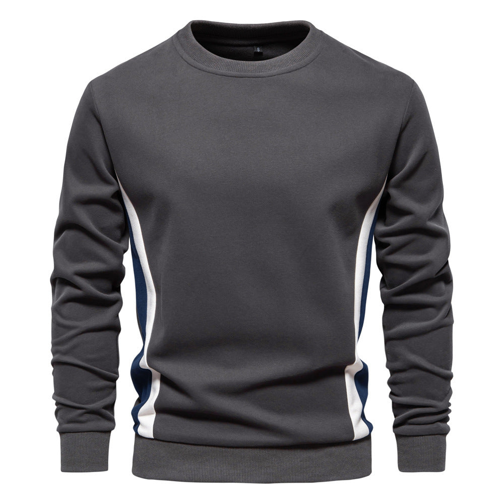 Men's round neck sweatshirt made of cotton blend with contrasting side piping and slim silhouette StylebySassy