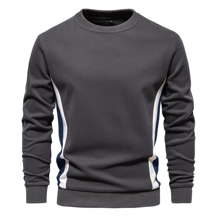 Men's round neck sweatshirt made of cotton blend with contrasting side piping and slim silhouette StylebySassy