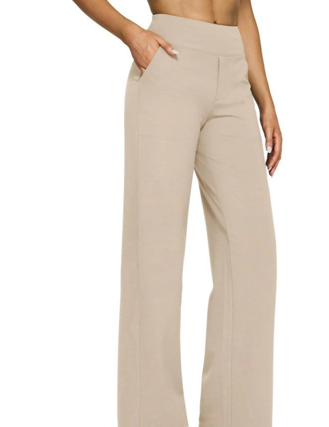 Women's flowing high-waist pants with extra wide leg, elastic comfort waistband and side pockets StylebySassy