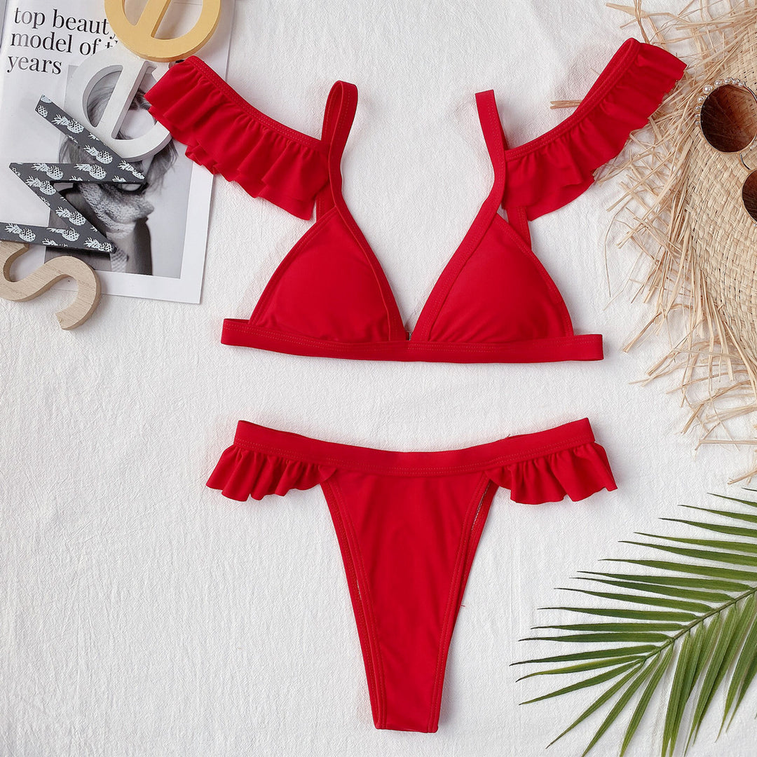 Women Triangular Bikini with playful ruffle details StylebySassy