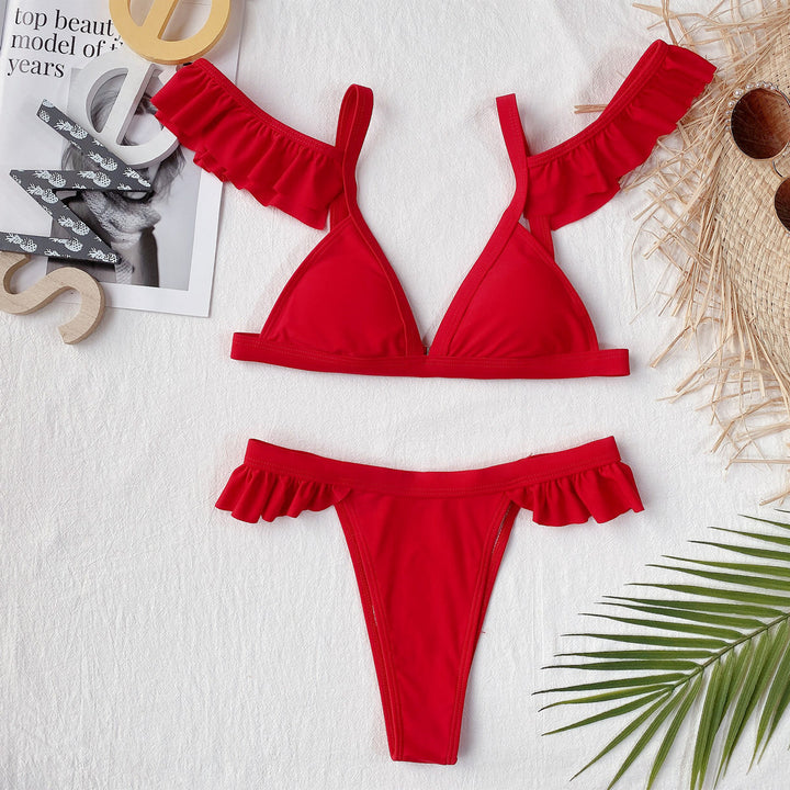 Women Triangular Bikini with playful ruffle details StylebySassy