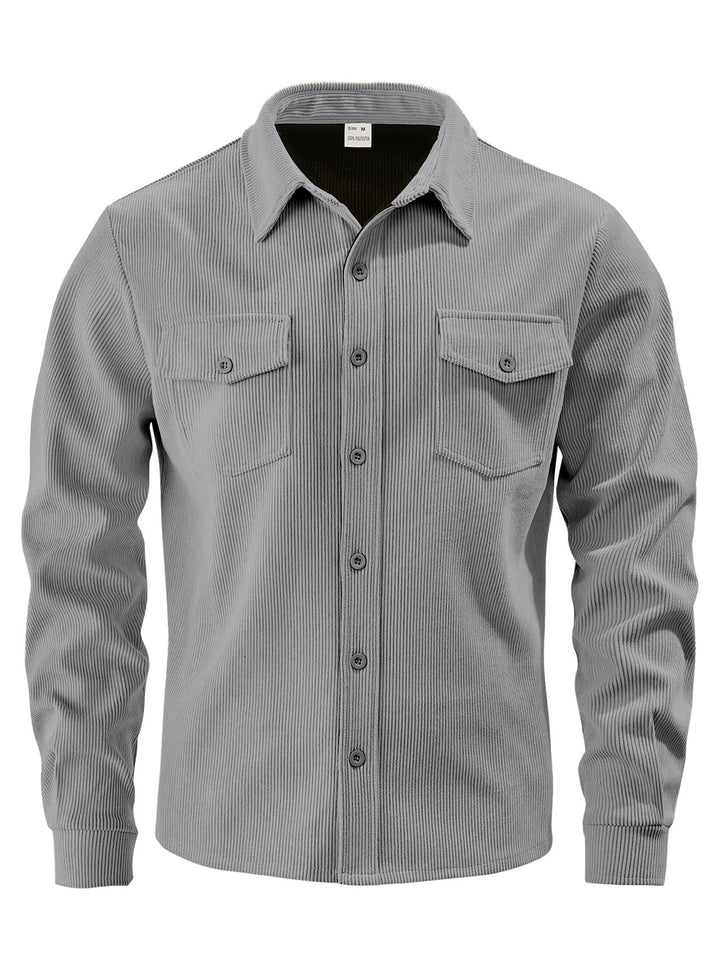 Men's cord jacket in the classic work jacket style with snap buttons and chest pockets StylebySassy