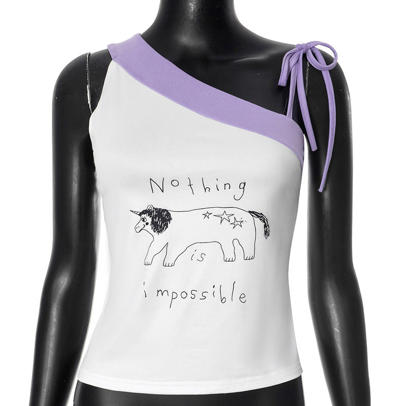Women asymmetric top with statement print StylebySassy