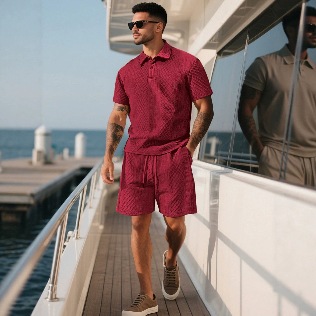 Men's structured lounge shorts with elastic waistband drawstring and side pockets StylebySassy