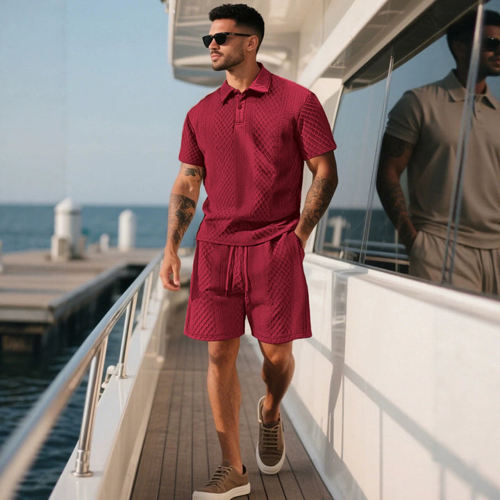 Men's structured lounge shorts with elastic waistband drawstring and side pockets StylebySassy