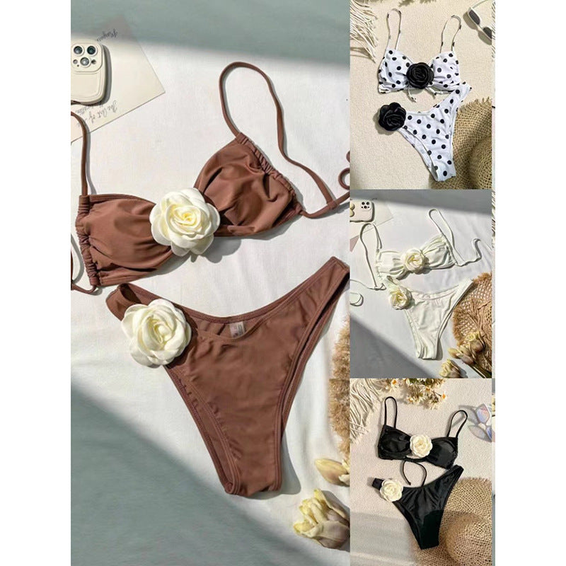 Women Bikini Set with elegant flower appliqué StylebySassy