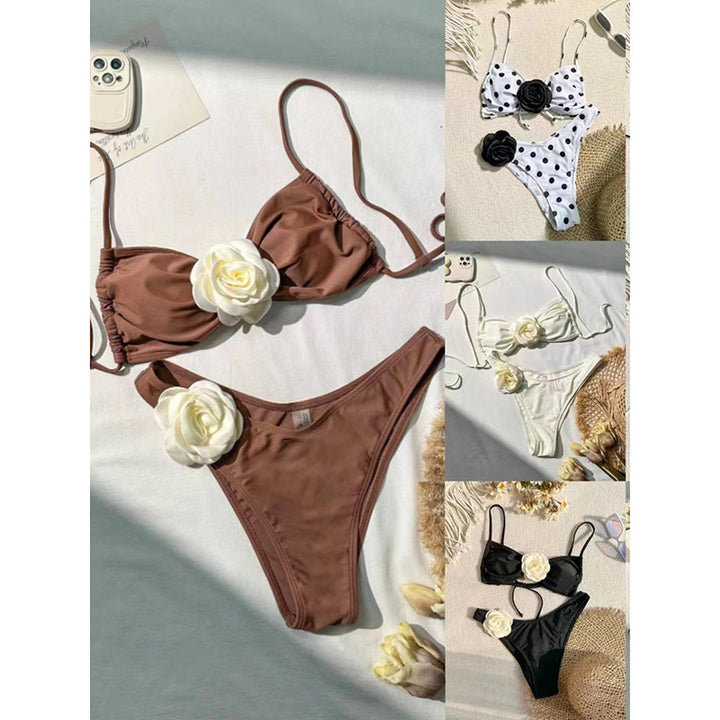 Women Bikini Set with elegant flower appliqué StylebySassy