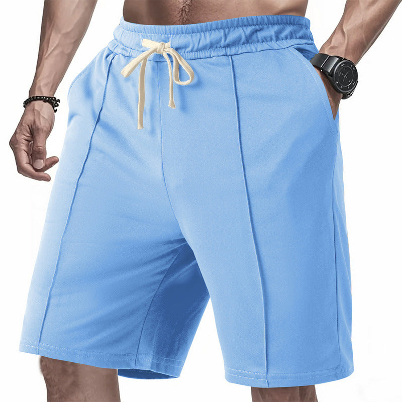 Men's knee-length relaxed Bermuda shorts with flat crease, elastic drawstring waistband and side pockets StylebySassy