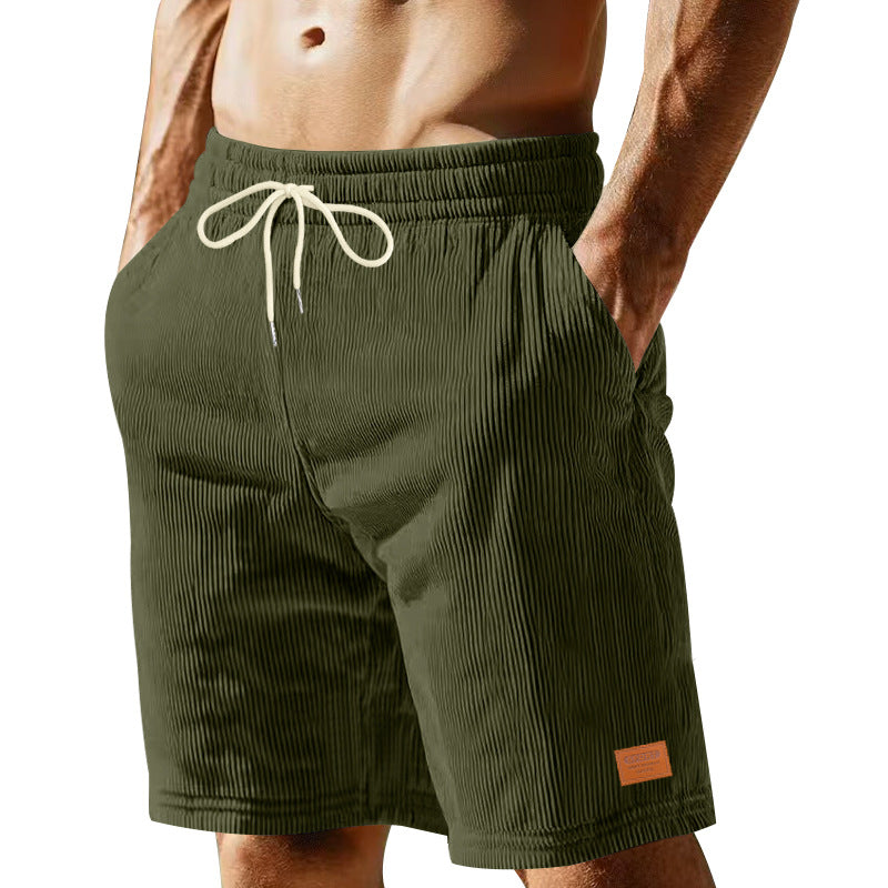 Men's casual Bermuda shorts made of finely structured cotton blend with elastic waistband and drawstring StylebySassy