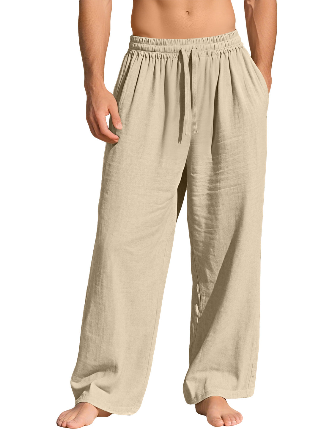 Men's lightweight linen lounge pants with elastic waistband and side pockets StylebySassy