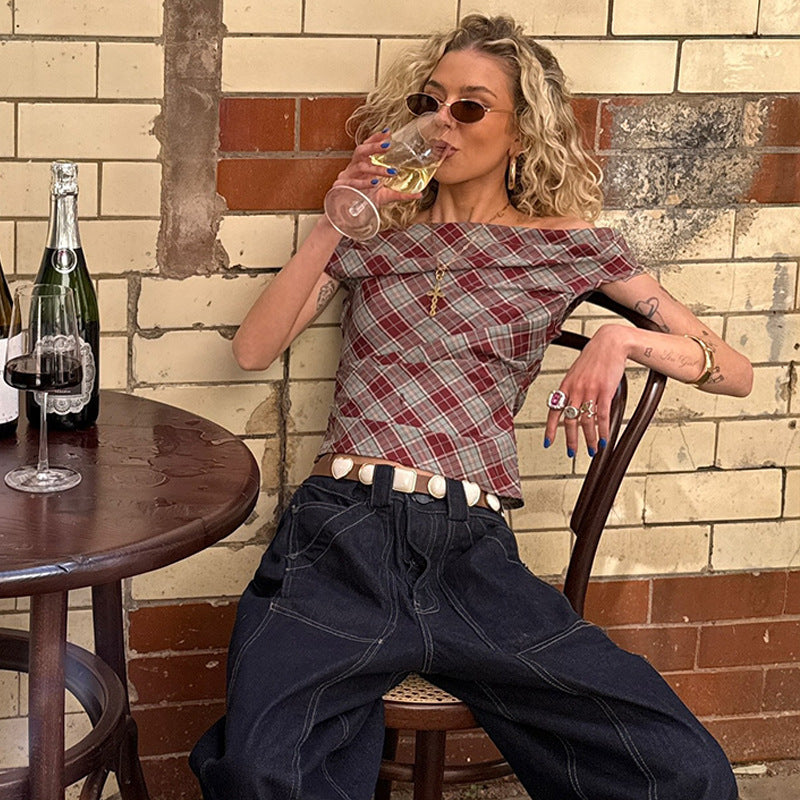 Women Checkered Crop Top with Casual Fit StylebySassy