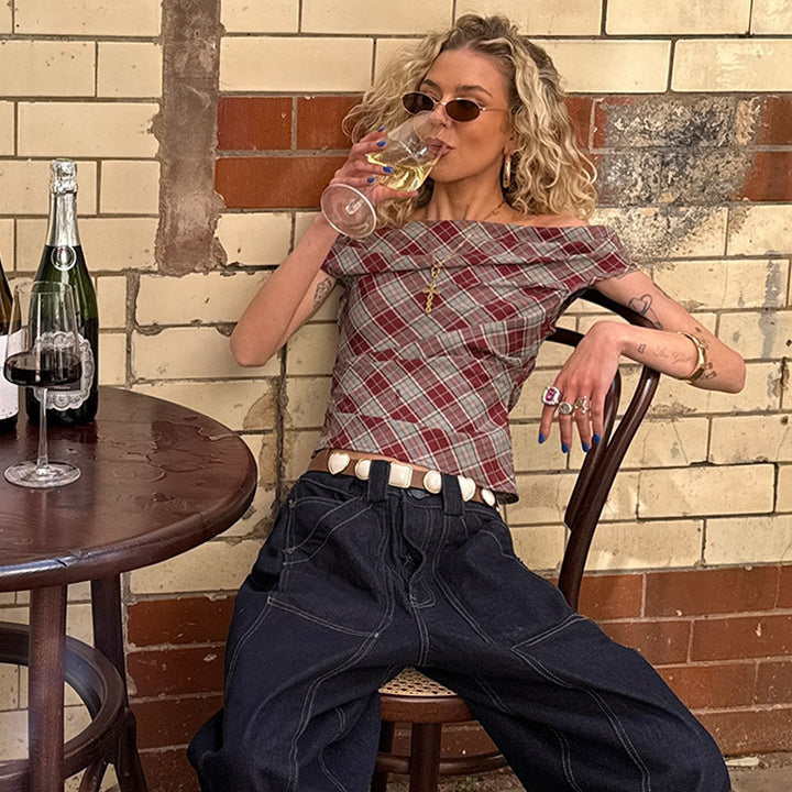 Women Checkered Crop Top with Casual Fit StylebySassy