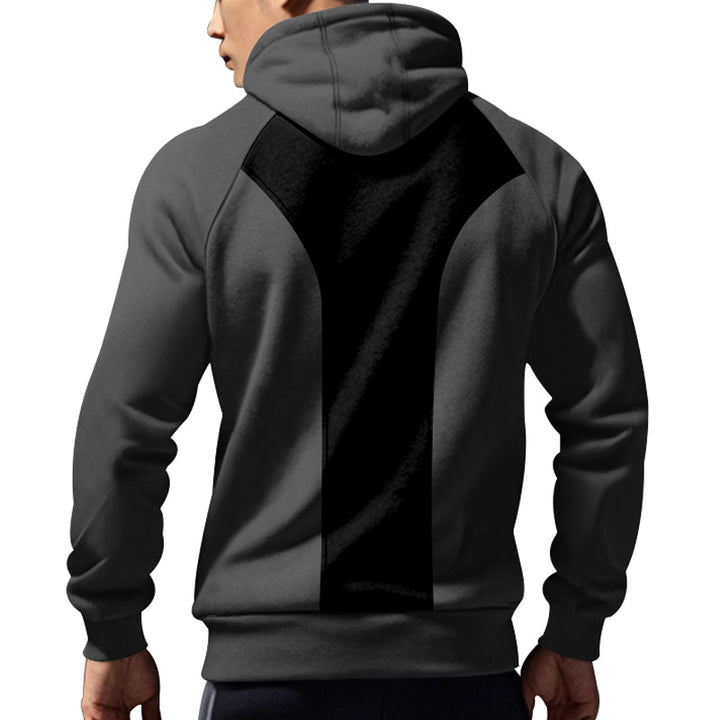 Men's casual hooded sweatshirt with short front zipper, ergonomic raglan cut, and kangaroo pocket StylebySassy