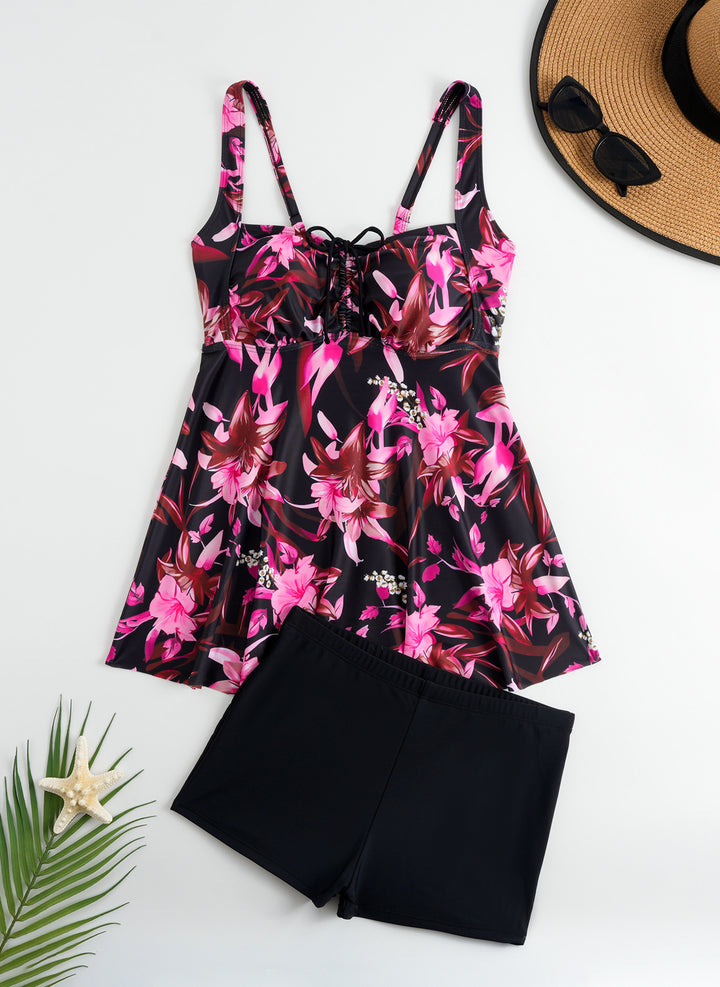 Women's tankini with floral top and comfortable shorts StylebySassy