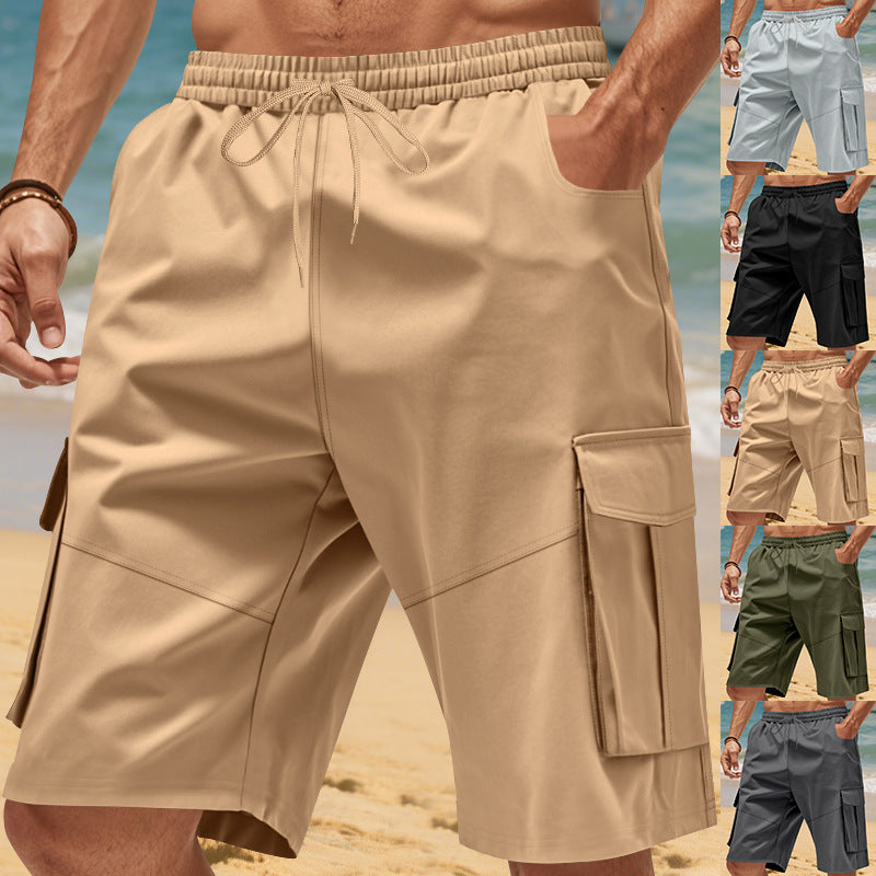 Men's Nano Technical Travel Leisure Bermuda with Elastic Waistband, Drawstring and Functional Flap Pockets StylebySassy