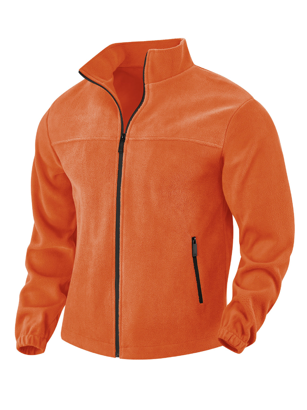 Men's fleece jacket with zipper, stand-up collar and zip pockets StylebySassy