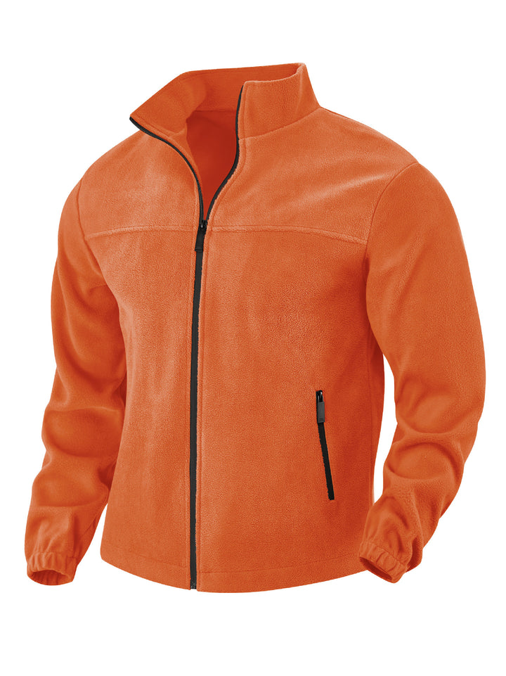 Men's fleece jacket with zipper, stand-up collar and zip pockets StylebySassy