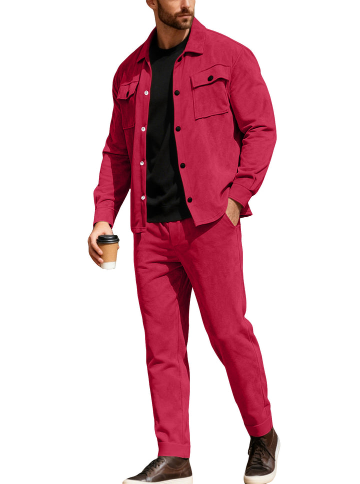 Men's Nan Shirt Jacket with Flap Pockets and Straight Cut Chino Pants StylebySassy