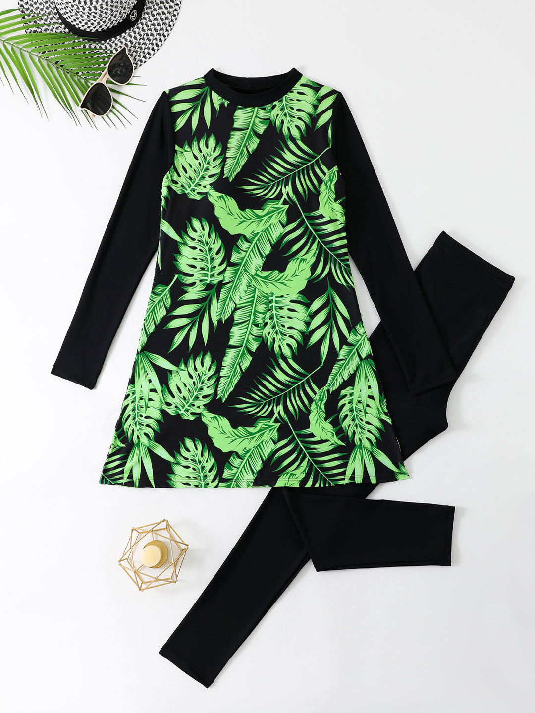 Women's Sporty Long Sleeve Swimsuit with Skirt StylebySassy