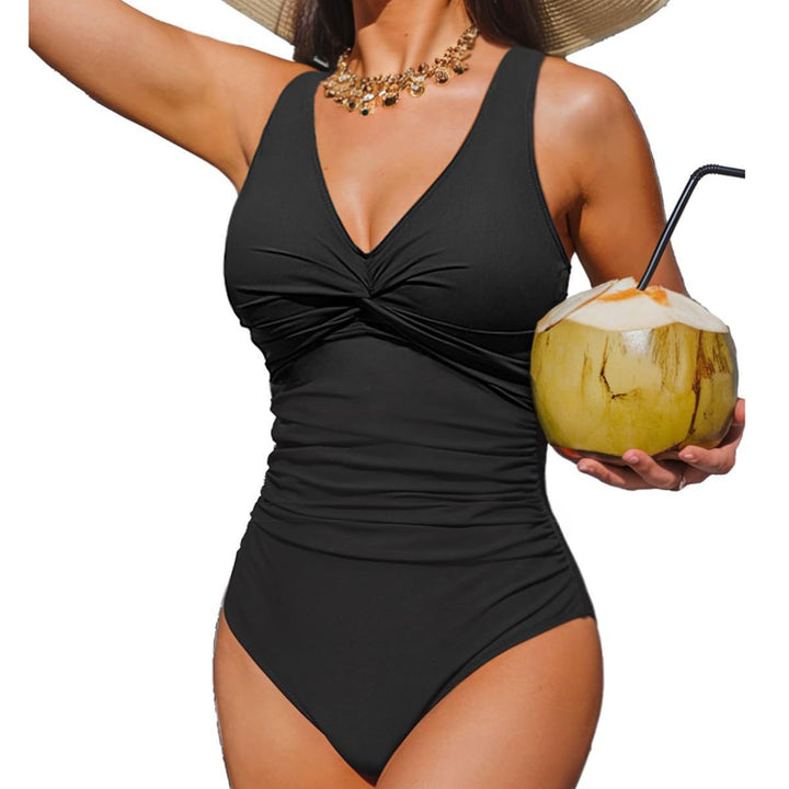 Ladies Elegant One-Piece Swimsuit with Fashionable Twist StylebySassy