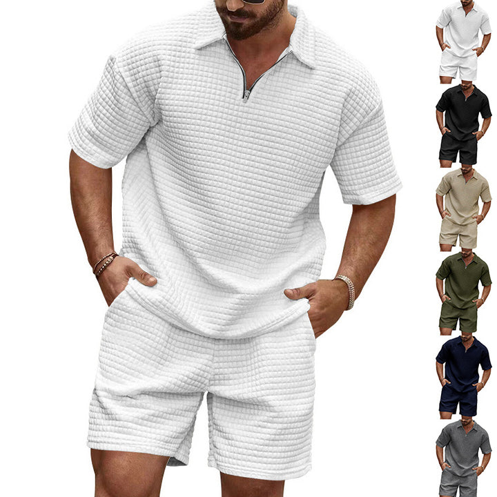 Men's two-piece structured leisure set with zip collar StylebySassy