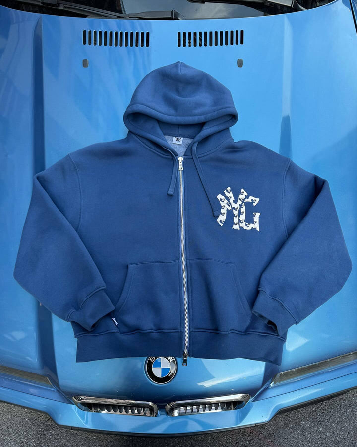 Unisex oversized hooded sweatshirt jacket with two-way zipper and logo application StylebySassy