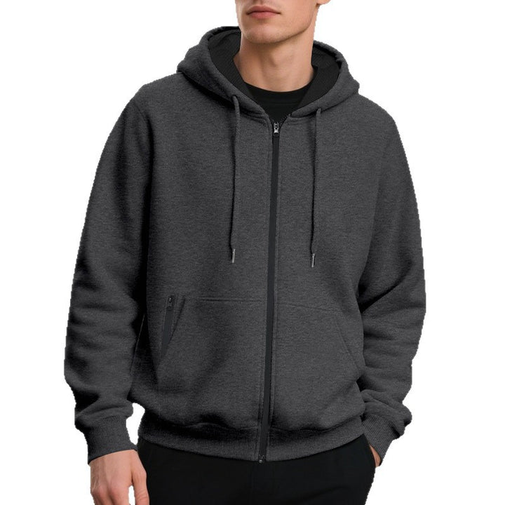 Men's oversized zip-up hoodie with kangaroo pockets and contrasting inner lining StylebySassy