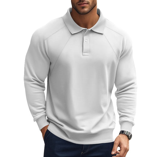 Men's long sleeve polo shirt with raglan sleeves, comfort stretch and ribbed cuffs StylebySassy
