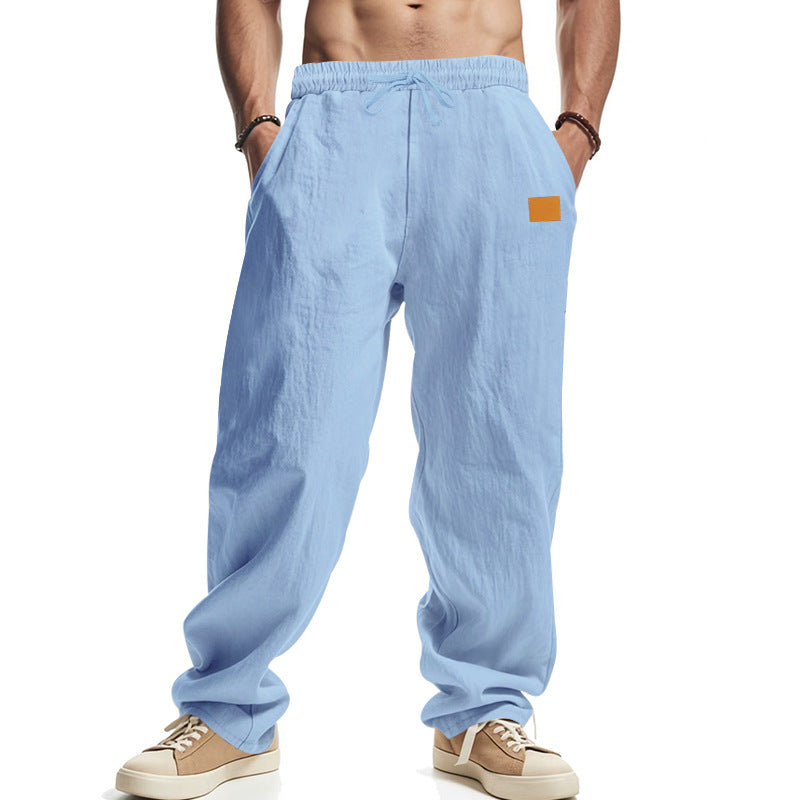 Men's Casual Linen Pants with Elastic Waistband and Generous Side Pockets StylebySassy