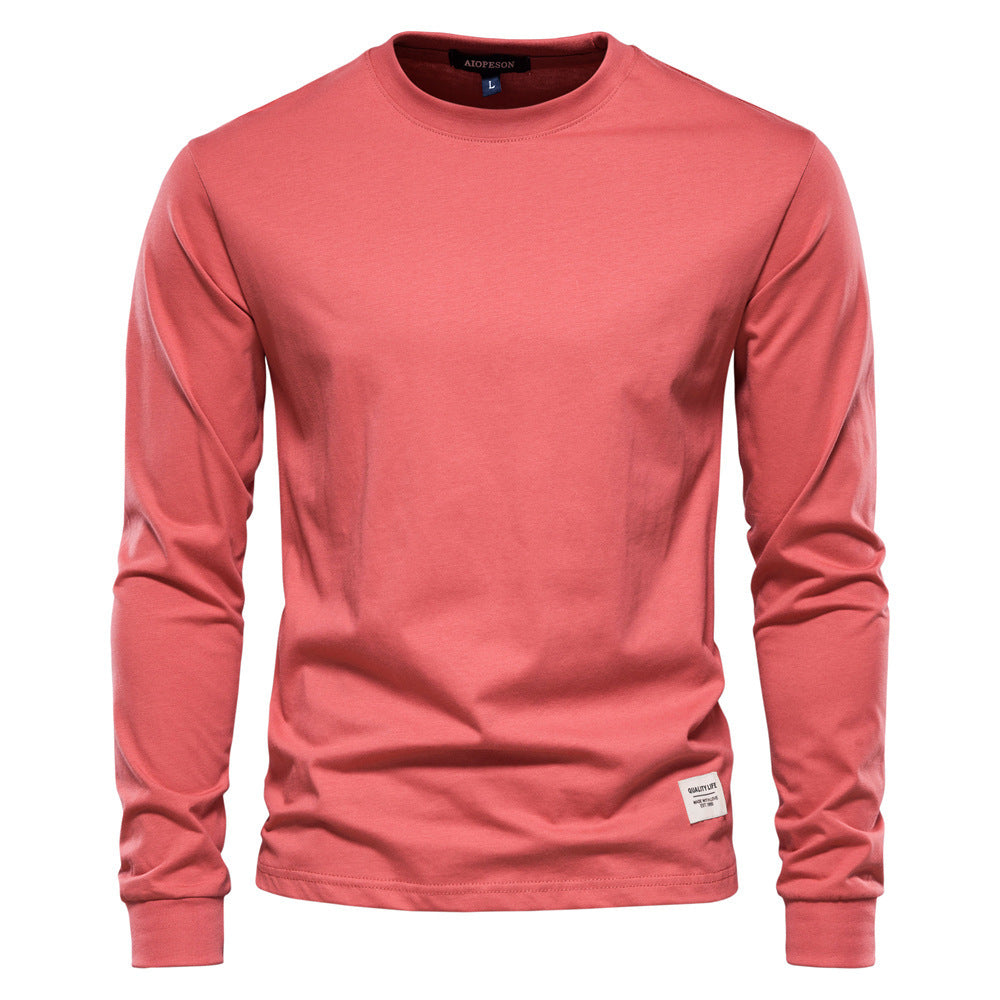 Men's classic long-sleeved cotton shirt with round neck and elastic cuffs StylebySassy
