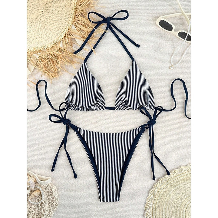 Women's striped triangle bikini set StylebySassy