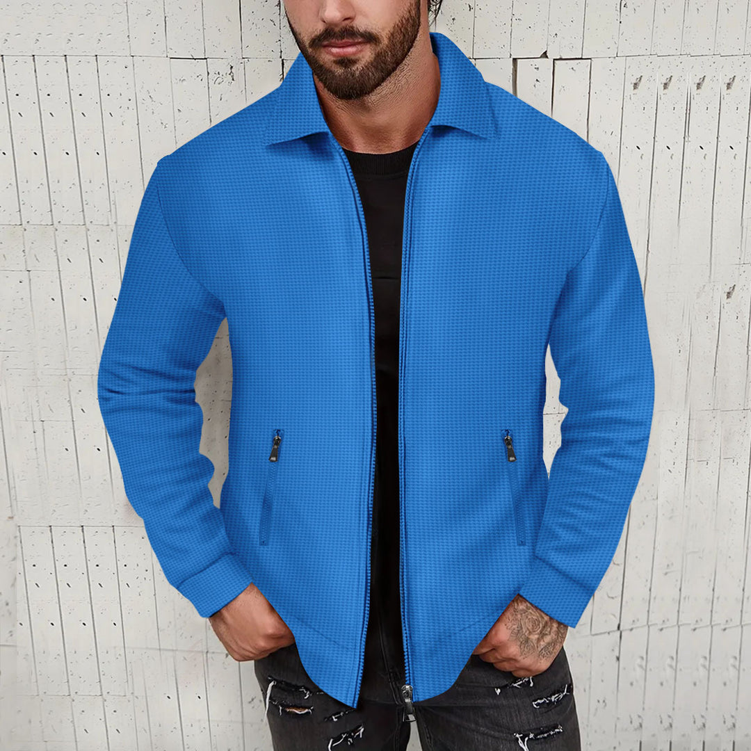 Men's nano structured shirt jacket with shirt collar two-way zipper and zippered pockets StylebySassy