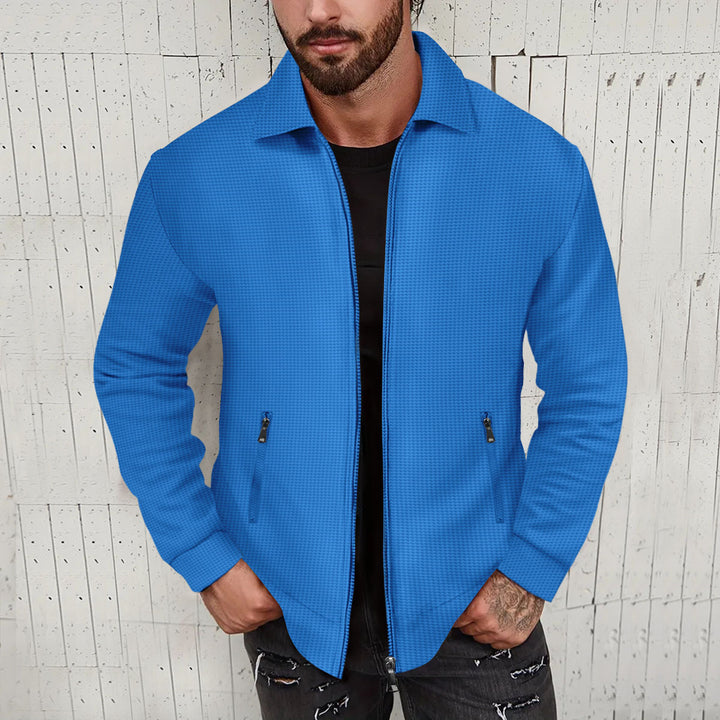 Men's nano structured shirt jacket with shirt collar two-way zipper and zippered pockets StylebySassy
