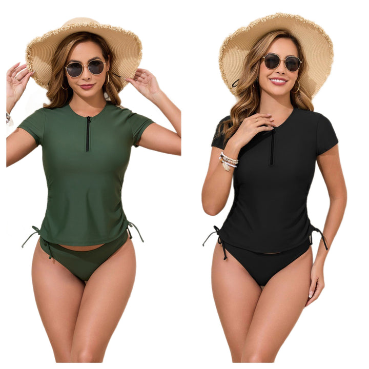 Ladies sporty rashguard bikini set with adjustable sides StylebySassy