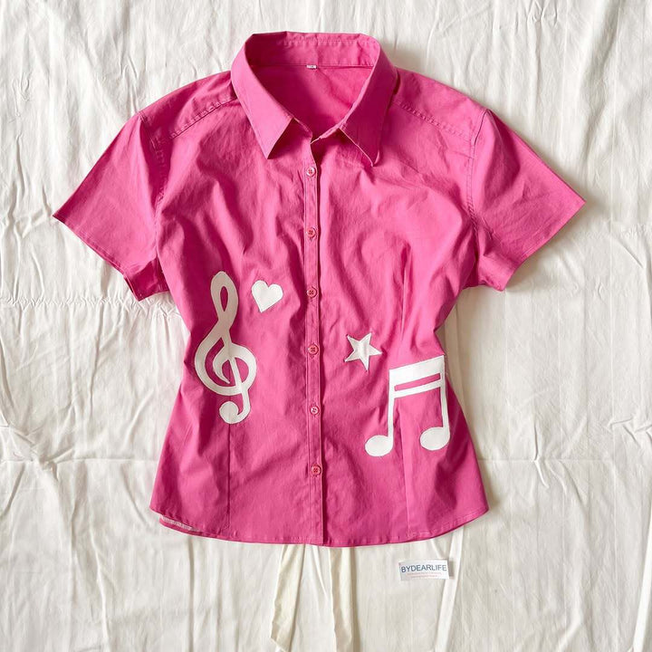 Ladies Musical Short Sleeve Shirt StylebySassy