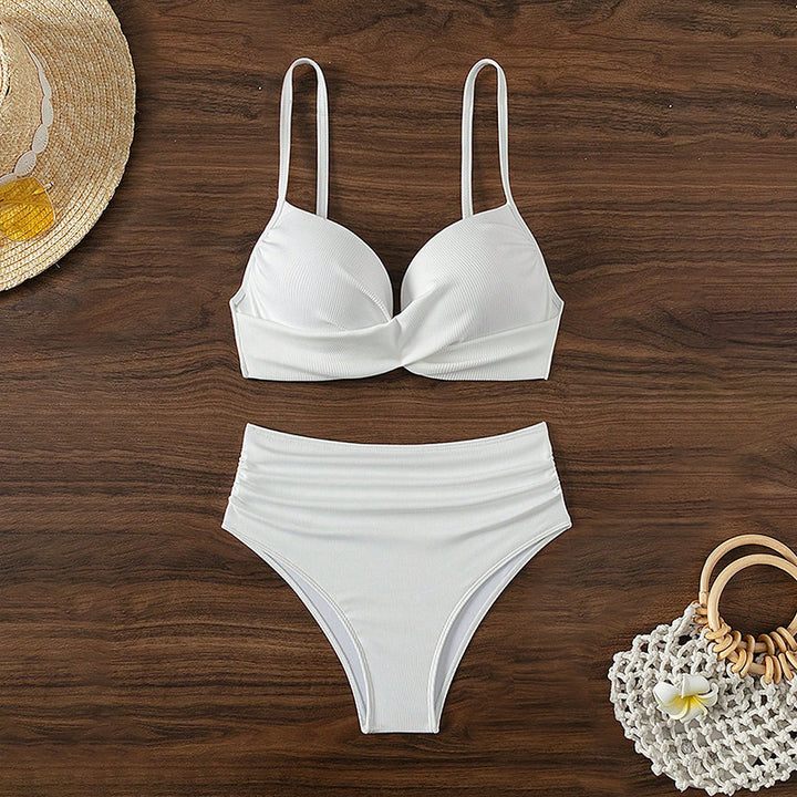 Women's High-Waisted Bikini Set with Elegant Underwire Top StylebySassy