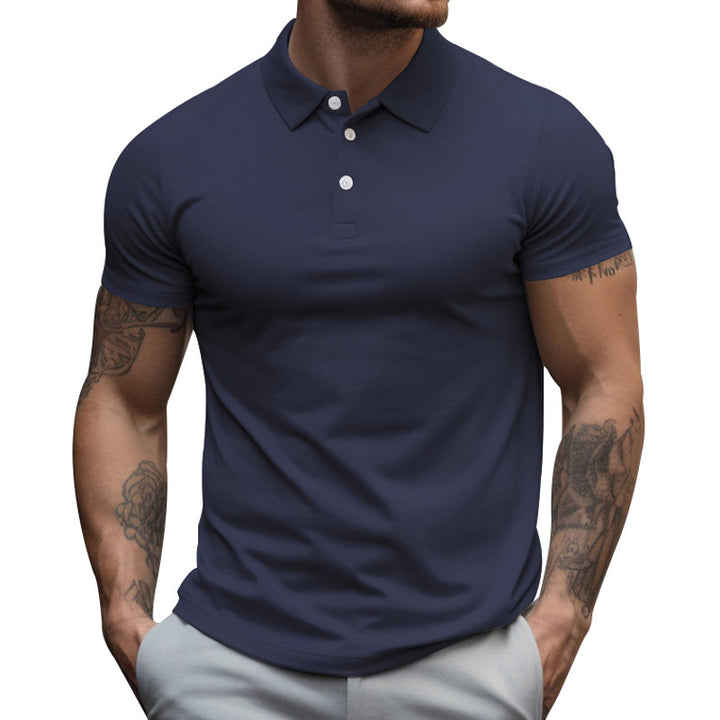 Men's tailored elastic piqué polo shirt with classic collar StylebySassy