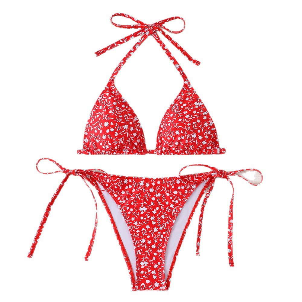 Women's Triangle Bikini with adjustable ties and floral details StylebySassy