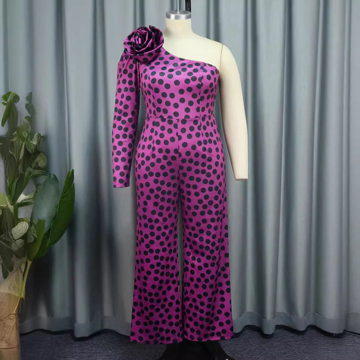Women's Glamorous Jumpsuit with Asymmetric Design and Ruffle Detail StylebySassy
