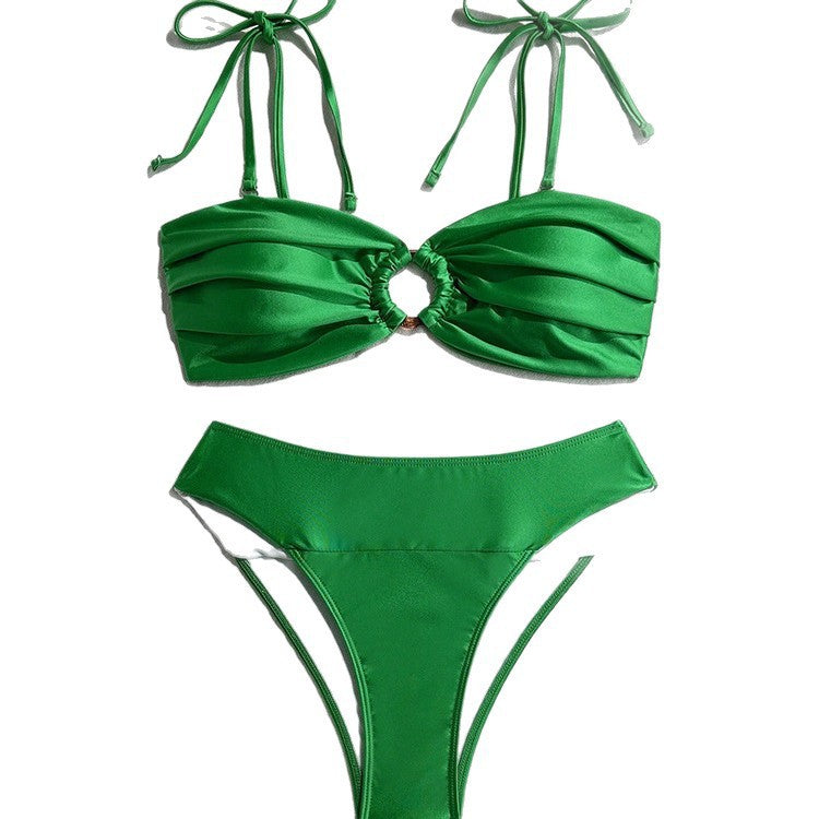 Women Elegant Triangle Bikini Set with Ruffle Details StylebySassy