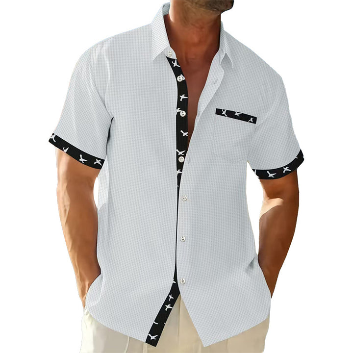 Men's structured short-sleeve shirt with chest pocket and contrast trim StylebySassy
