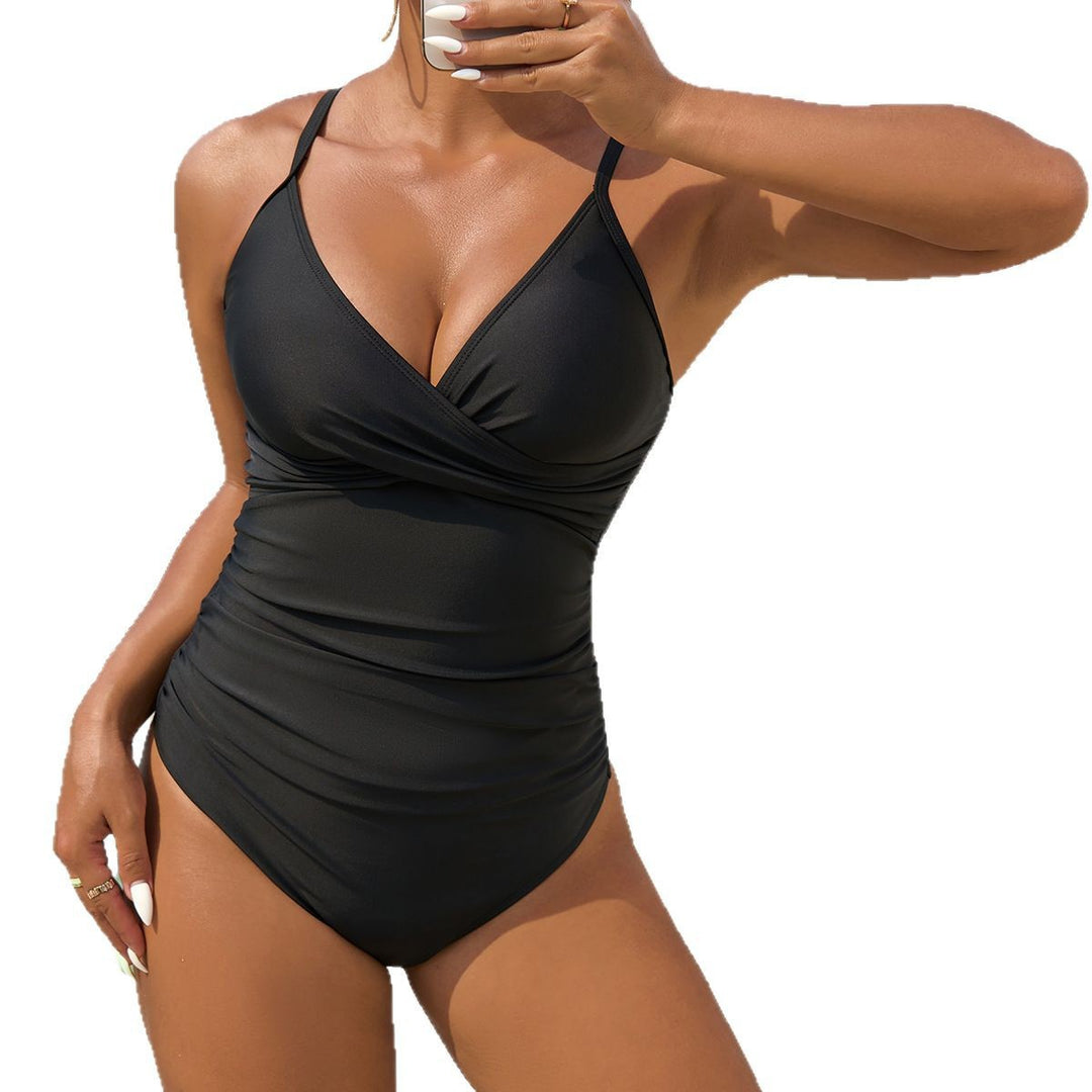 Women's One-Piece Swimsuit with Sophisticated Wrap Design StylebySassy
