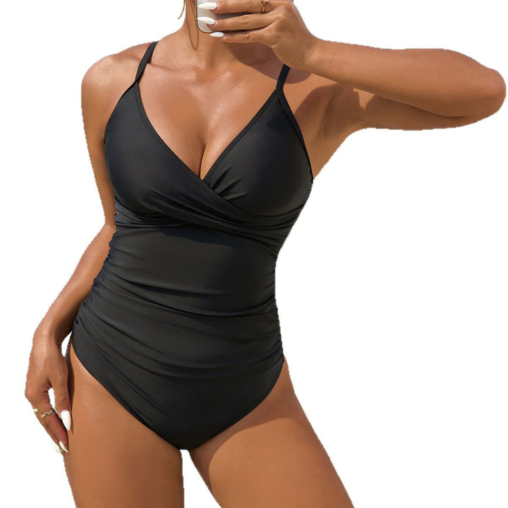Women's One-Piece Swimsuit with Sophisticated Wrap Design StylebySassy